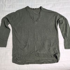 Express Green V-Neck Sweater with Pockets S